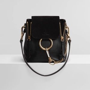 Chloé Faye Small and Suede Black Calfskin Leather Backpack